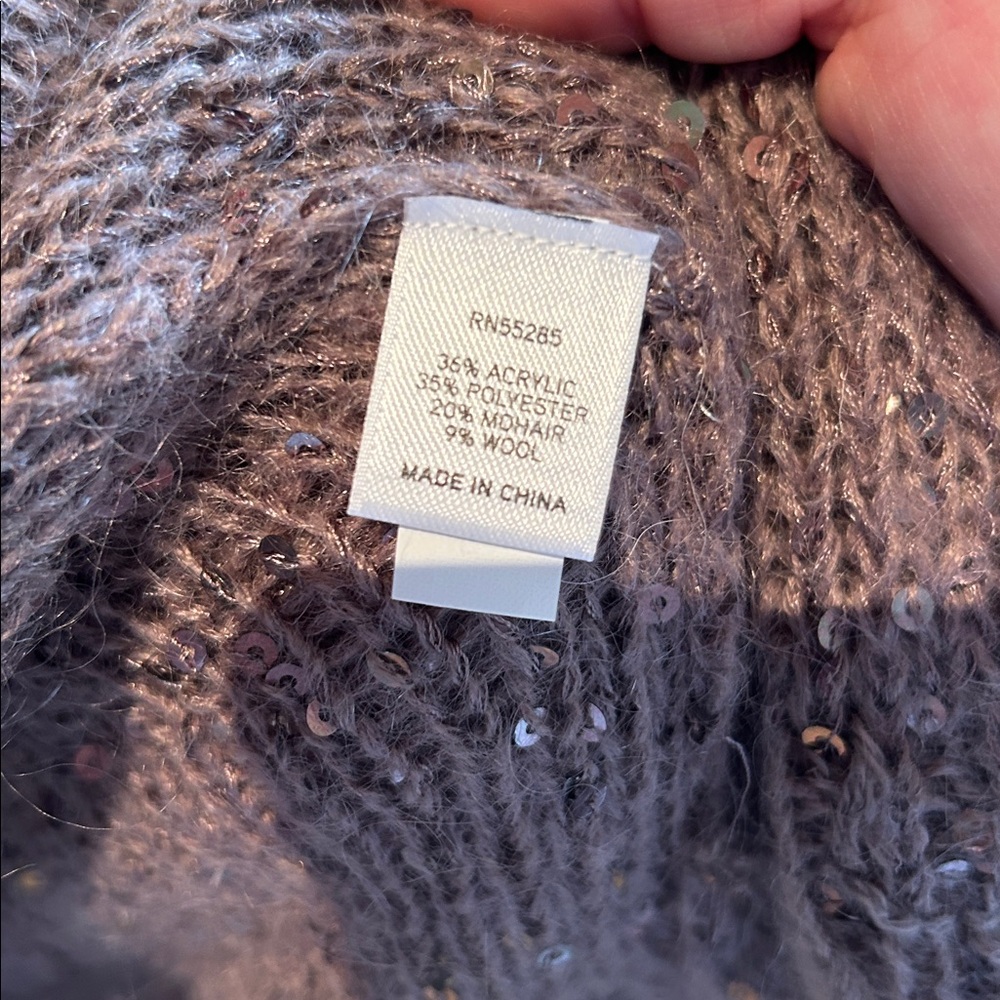 Express Light Brown Sequined Opened Cardigan - image 7